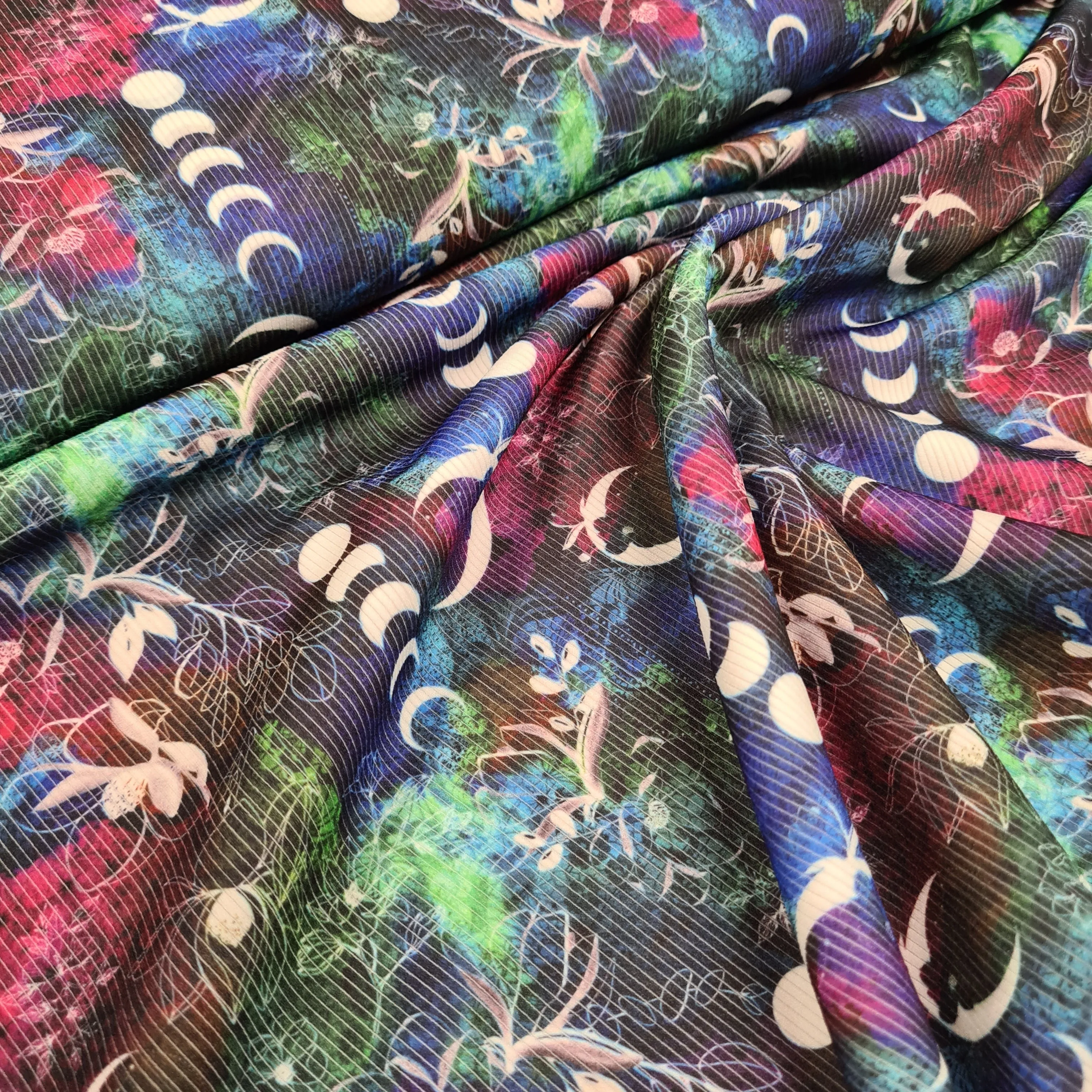 Celestial Floral Rib Jersey, priced by half metre