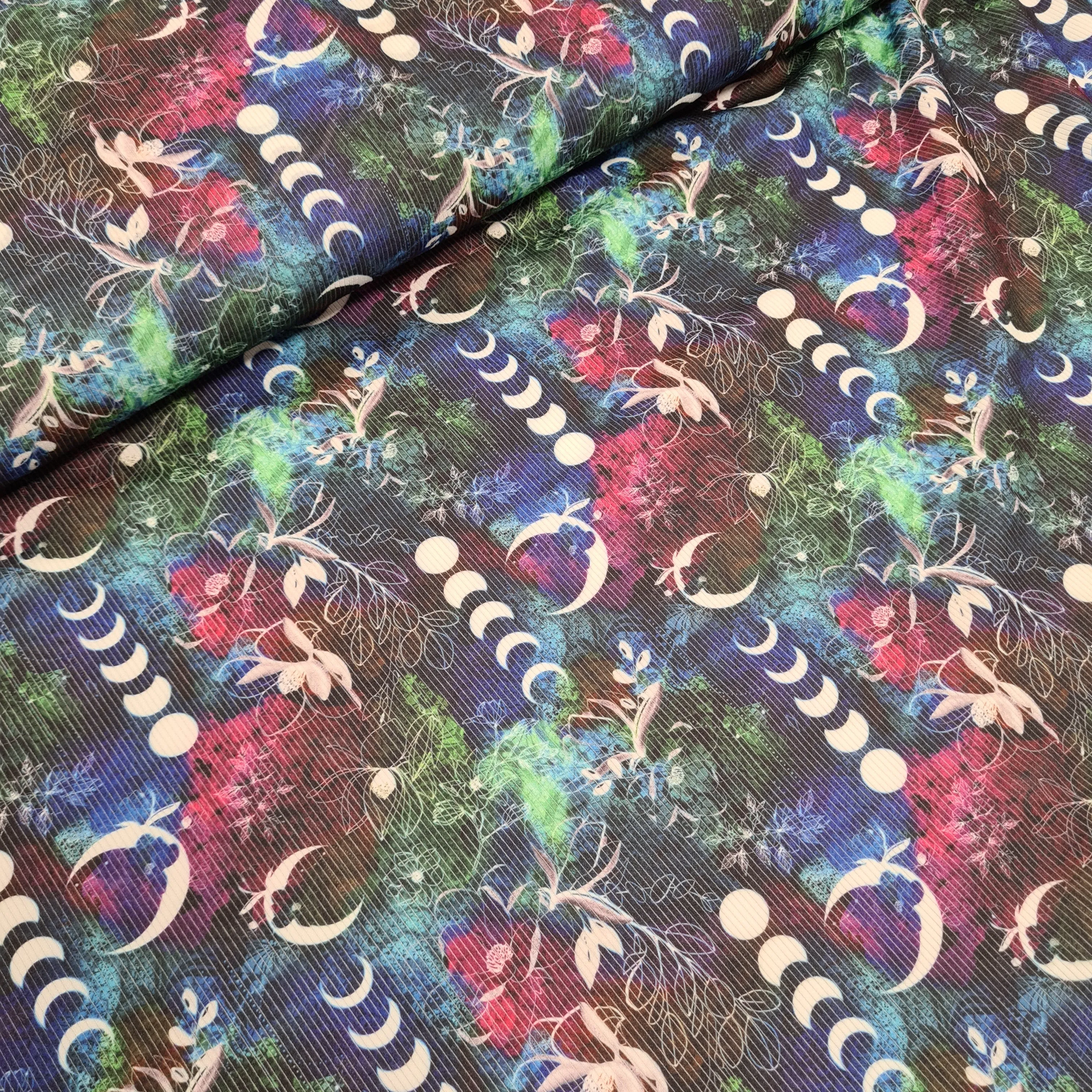 Celestial Floral Rib Jersey, priced by half metre