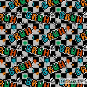 Cotton Jersey Fabric - Bruh - Checker