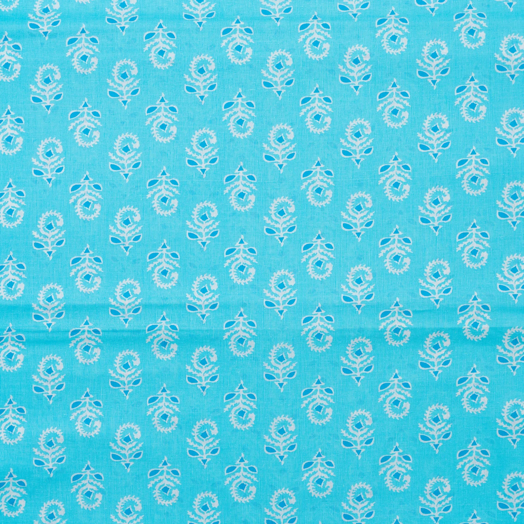 Cotton Printed Kurti Fabric (Blue)