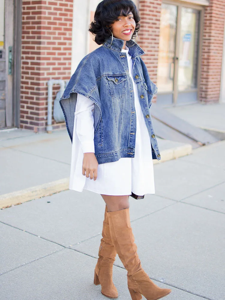 Denim Asymmetrical Loose Jackets