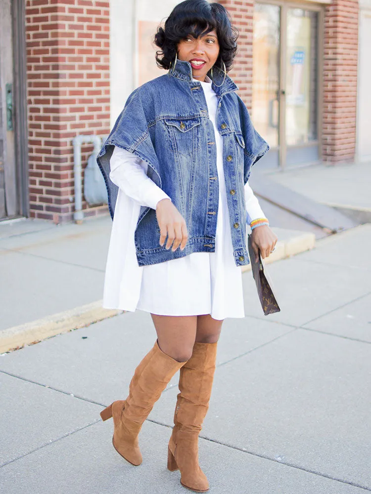 Denim Asymmetrical Loose Jackets