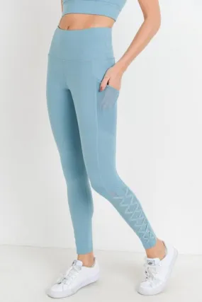 Dusty Blue Lattice Leggings