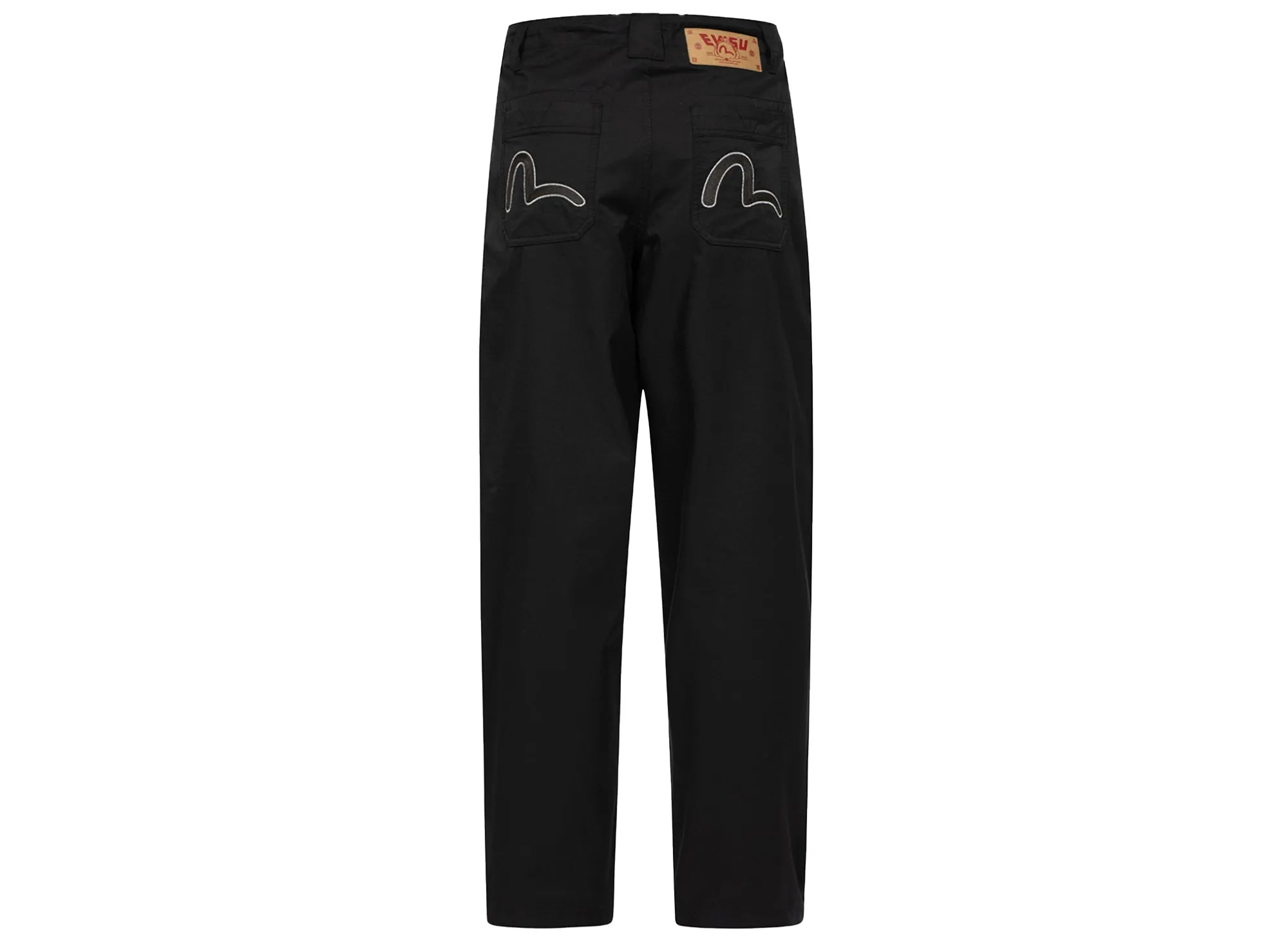 Evisu Seagull Embroidered Baggy Pants in Black