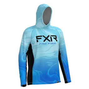 FXR Derby Air UPF PO Hoodie Liquid Marble Blue