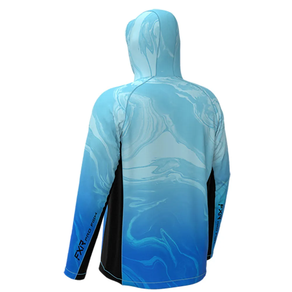 FXR Derby Air UPF PO Hoodie Liquid Marble Blue