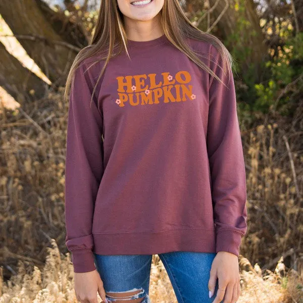 Hello Pumpkin Flowers Lightweight Sweatshirt