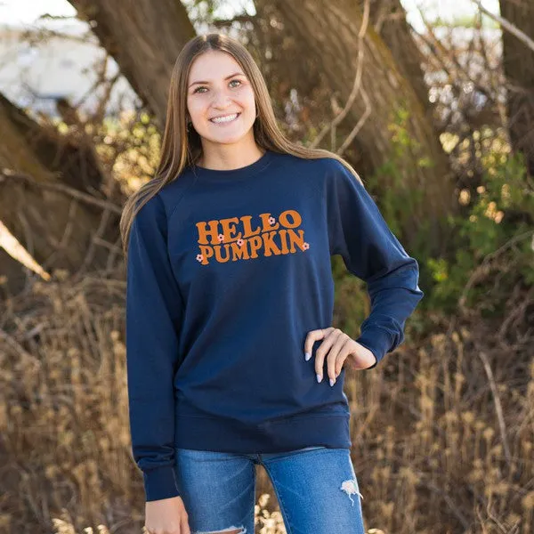 Hello Pumpkin Flowers Lightweight Sweatshirt