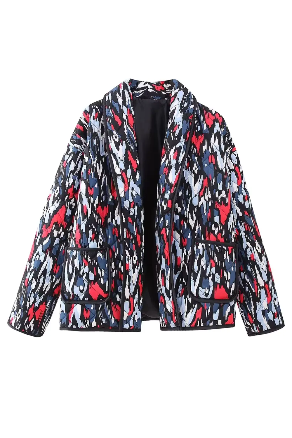 'Jean' Printed Open Front Quilted Jacket (2 Colors)