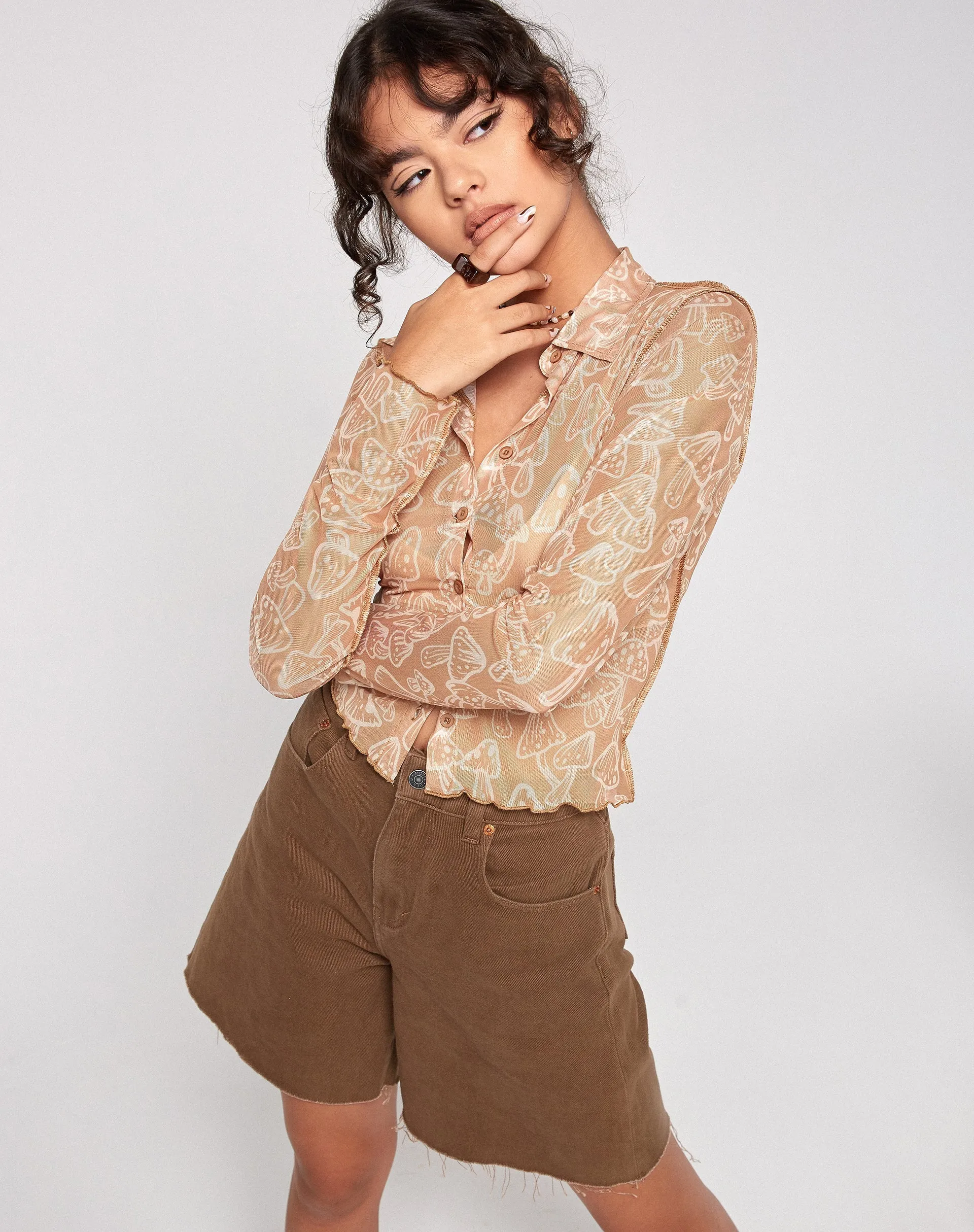 Keyla Shirt in Tan Mushroom