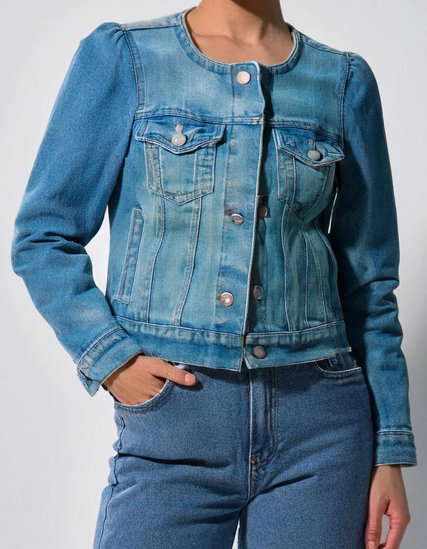 Light Blue Fitted Denim Jacket