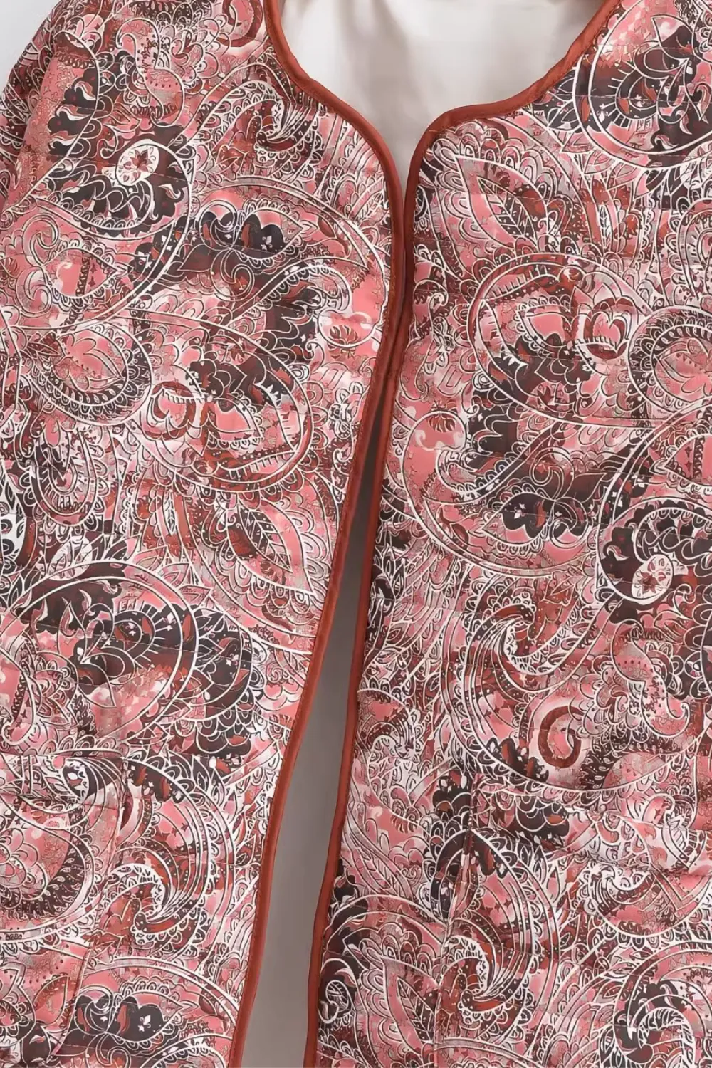 'Madeline' Paisley Pattern Open Front Quilted Jacket