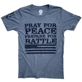 Men's Pray For Peace Prepare For Battle Patriotic T Shirt