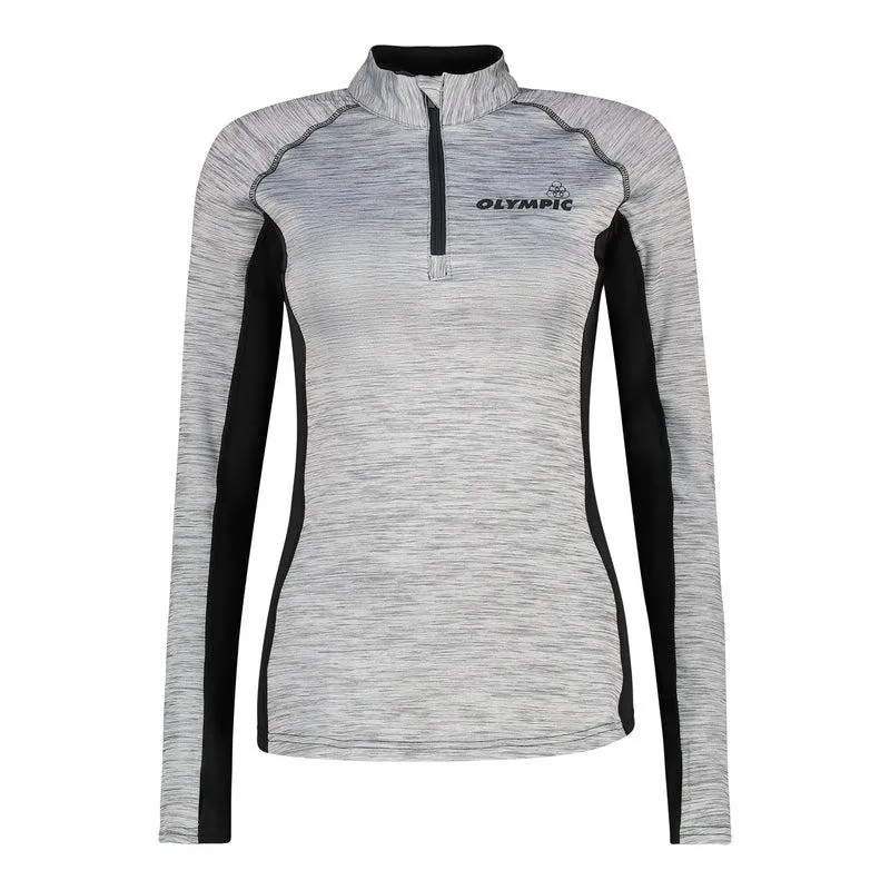 Olympic Ladies 1/4 zip Long Sleeve Panelled Top – Grey Splinter