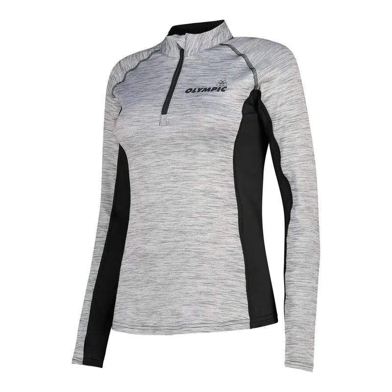 Olympic Ladies 1/4 zip Long Sleeve Panelled Top – Grey Splinter