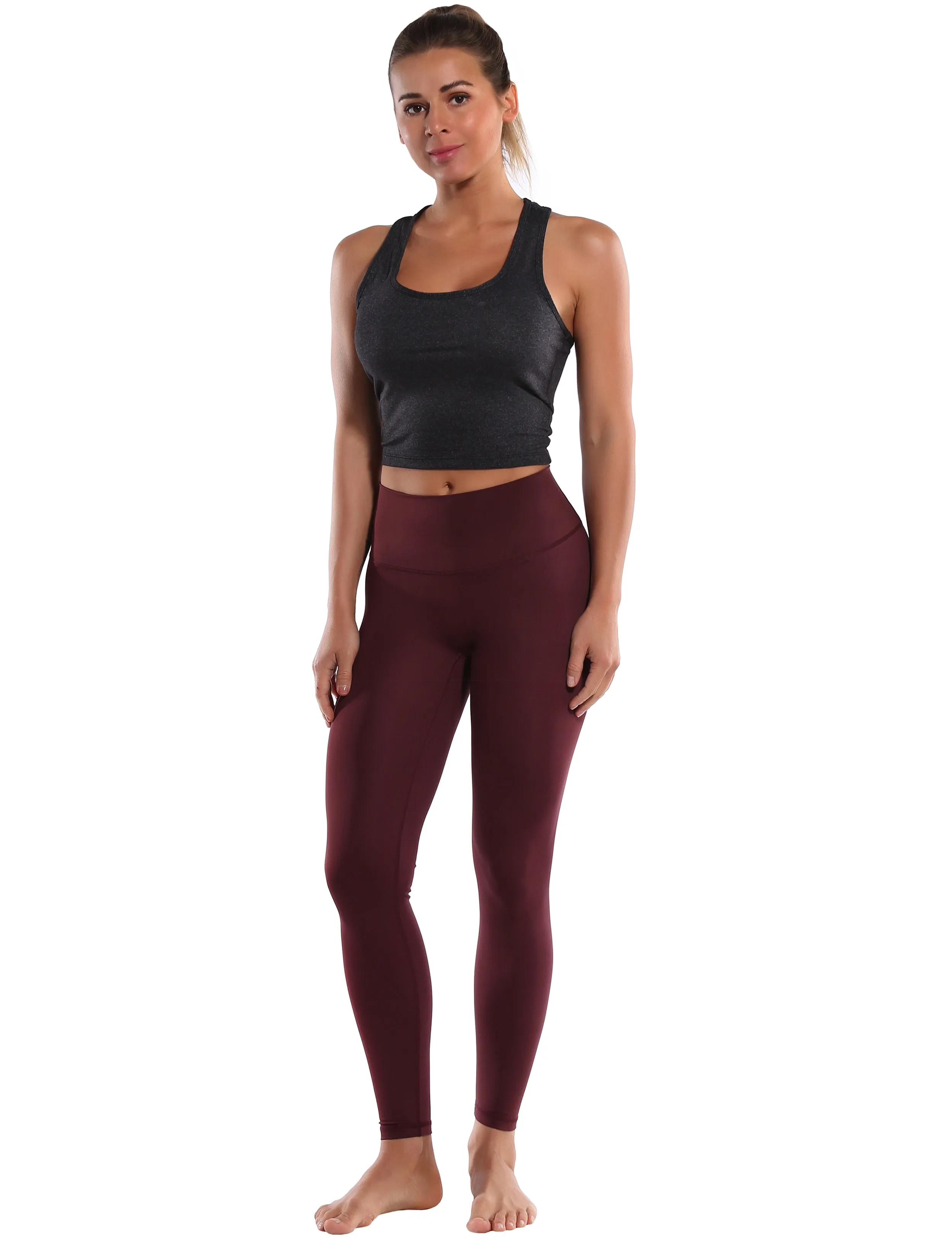 Racerback Athletic Crop Tank Tops heathercharcoal_Running