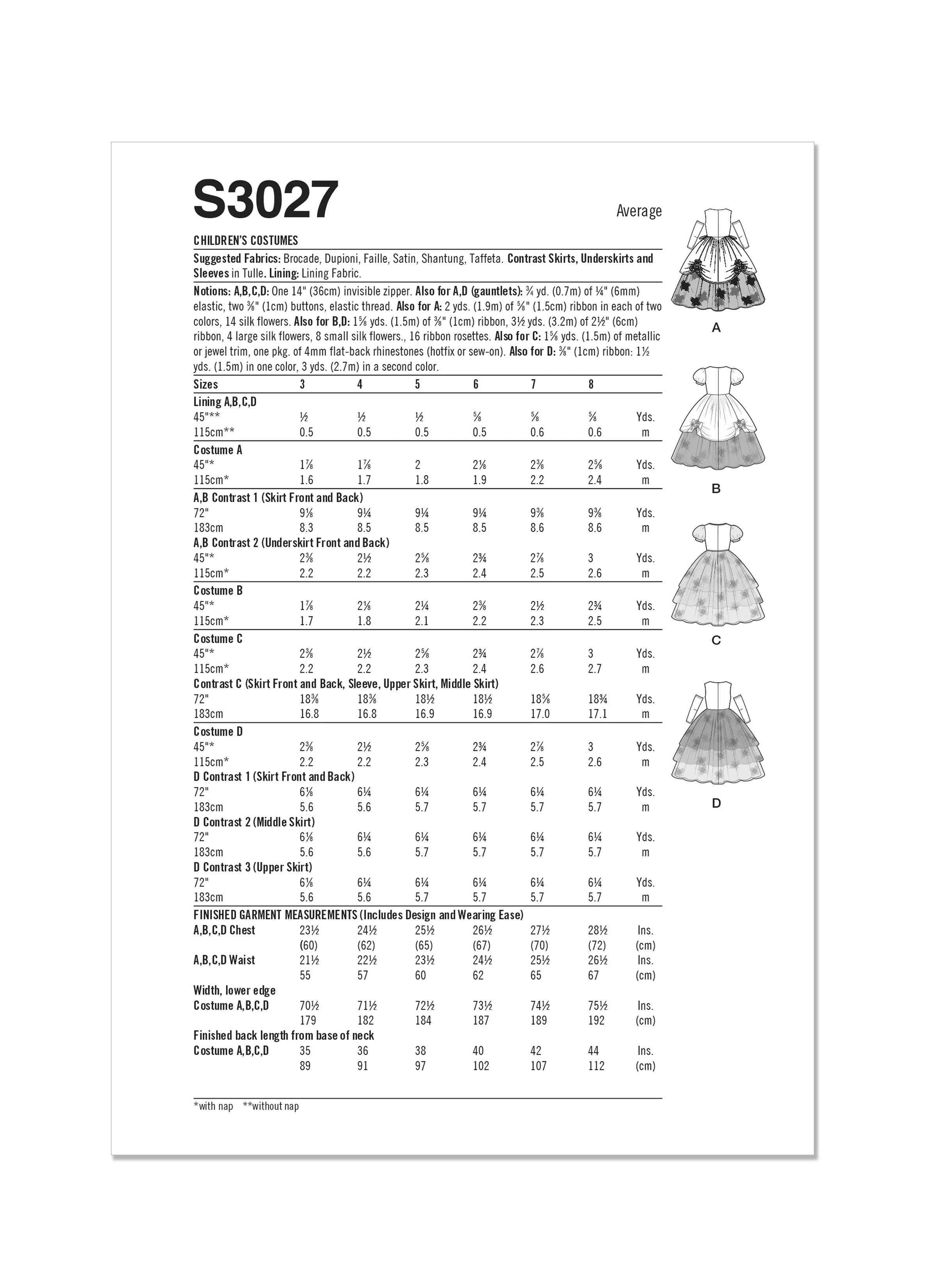 Simplicity Sewing Pattern 3027 Children's Costumes