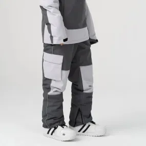 Unisex Outdoor Colorblock Snowboarding Pants Loose Fit