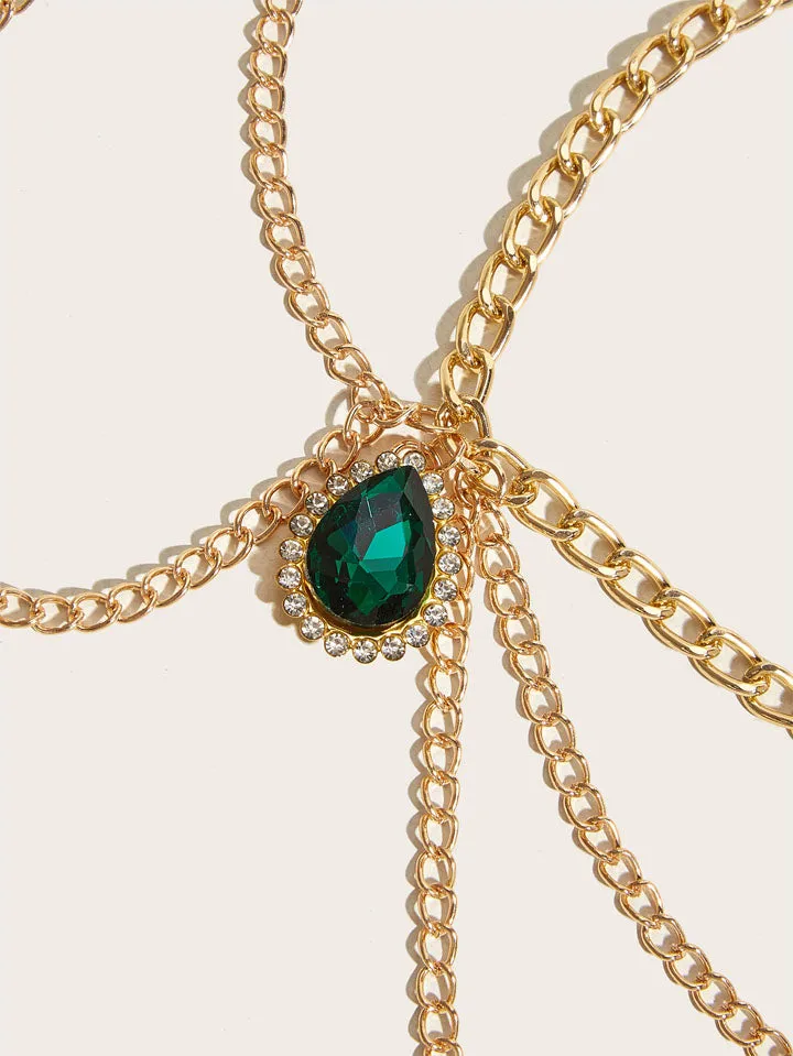 Vintage Green Pendant Multi-layer Waist Chain