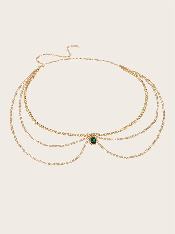 Vintage Green Pendant Multi-layer Waist Chain