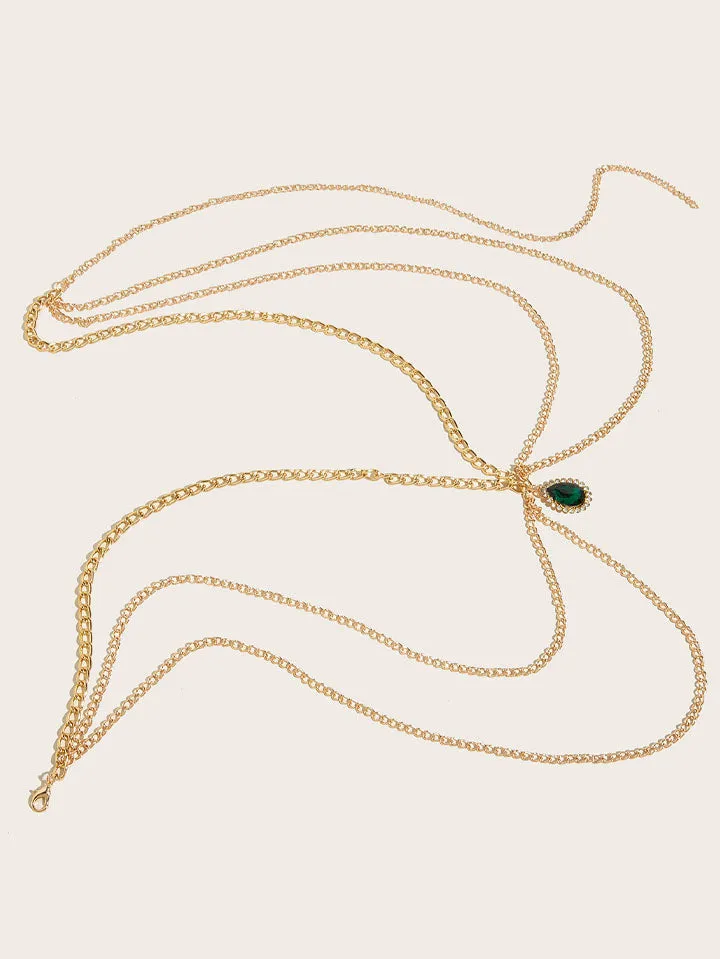 Vintage Green Pendant Multi-layer Waist Chain