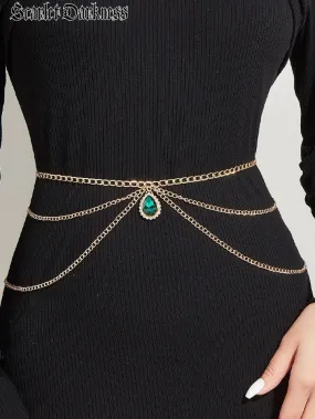 Vintage Green Pendant Multi-layer Waist Chain