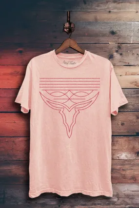 Western Boot Stitch Tee | Light Pink Mineral Wash