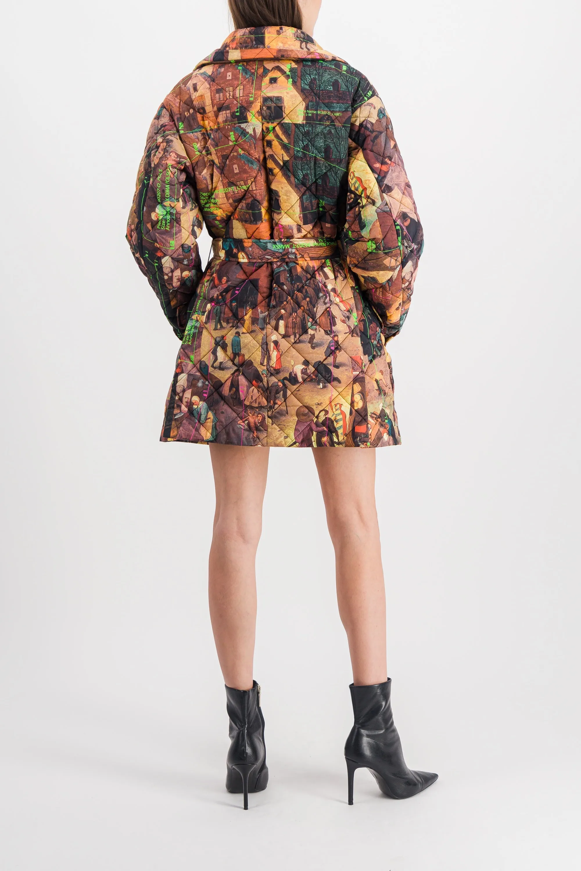 Wittgenstein printed quilted blazer with belt