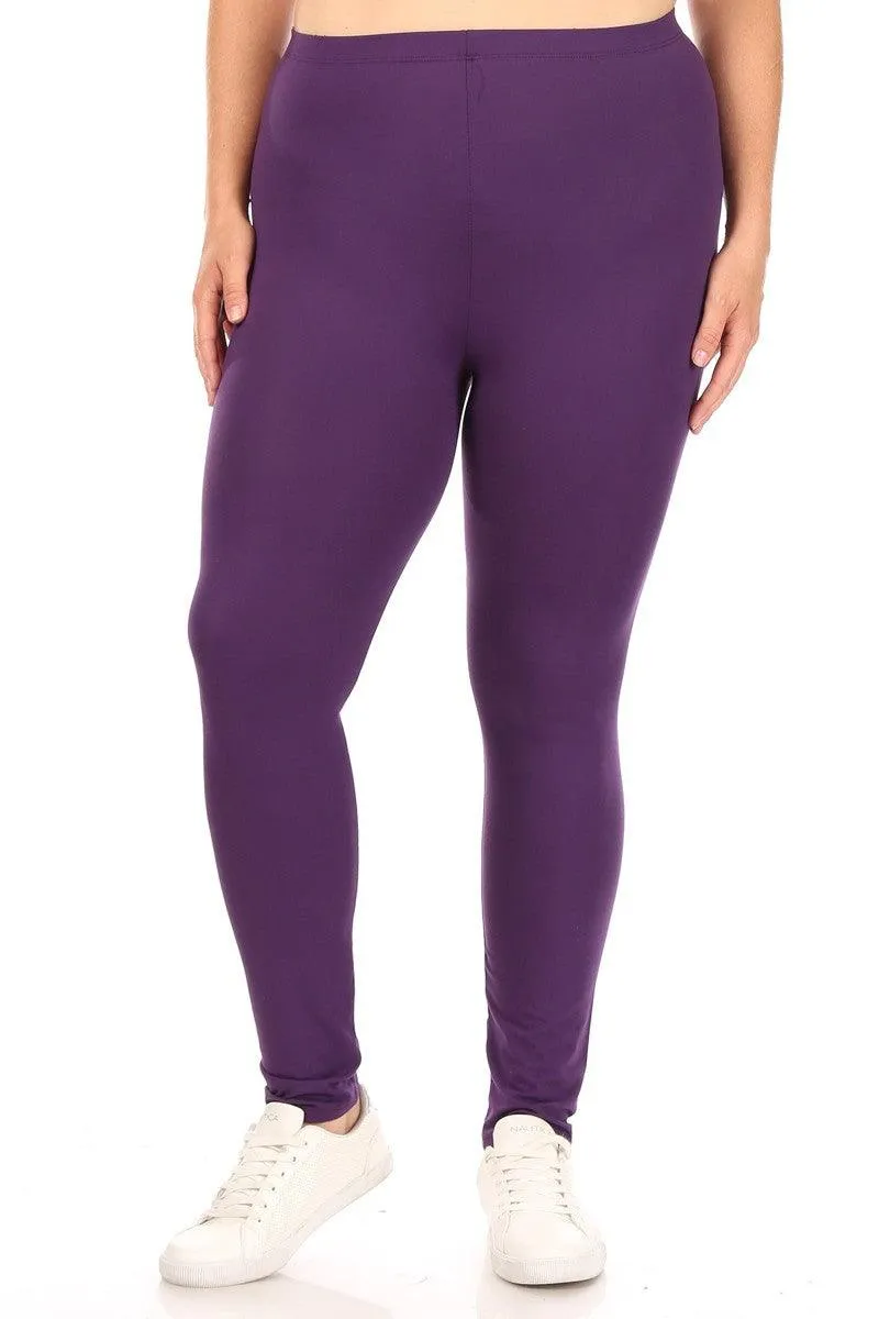 Women's Plus Size Elastic Band Waist Stretch Comfy Workout Leggings Pants