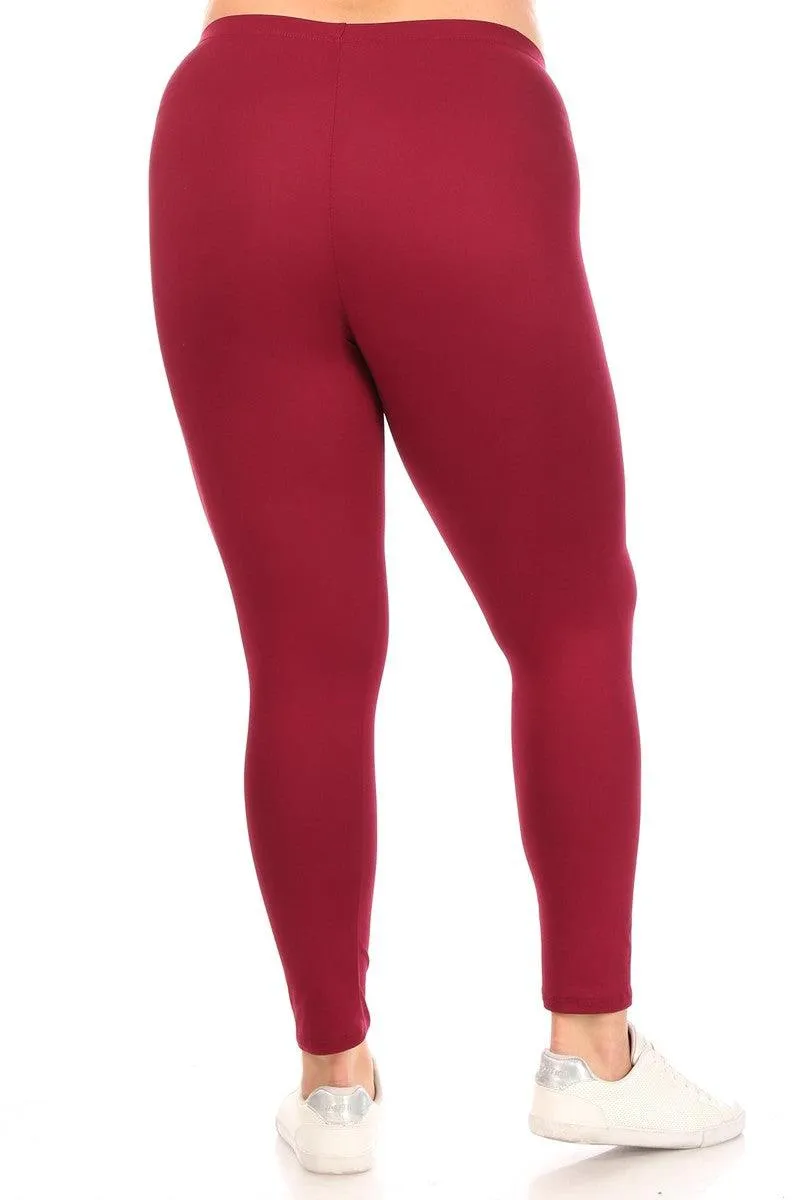 Women's Plus Size Elastic Band Waist Stretch Comfy Workout Leggings Pants